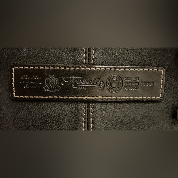 Fossil Vintage Messenger Black Crossbody 75082 Pebbled Leather Minimalist Travel - Picture 10 of 10